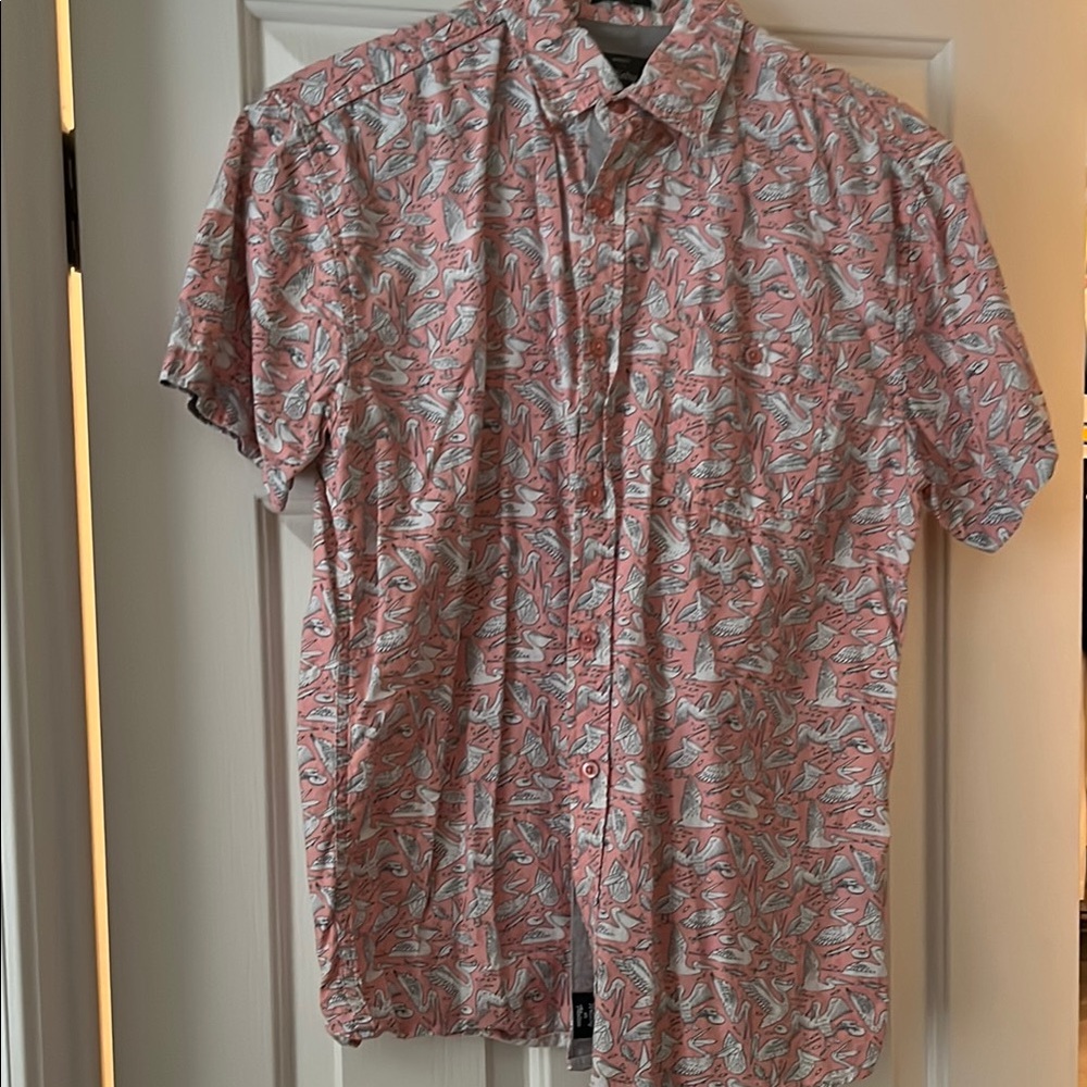 Men's Pink Patterned Short Sleeve Shirt